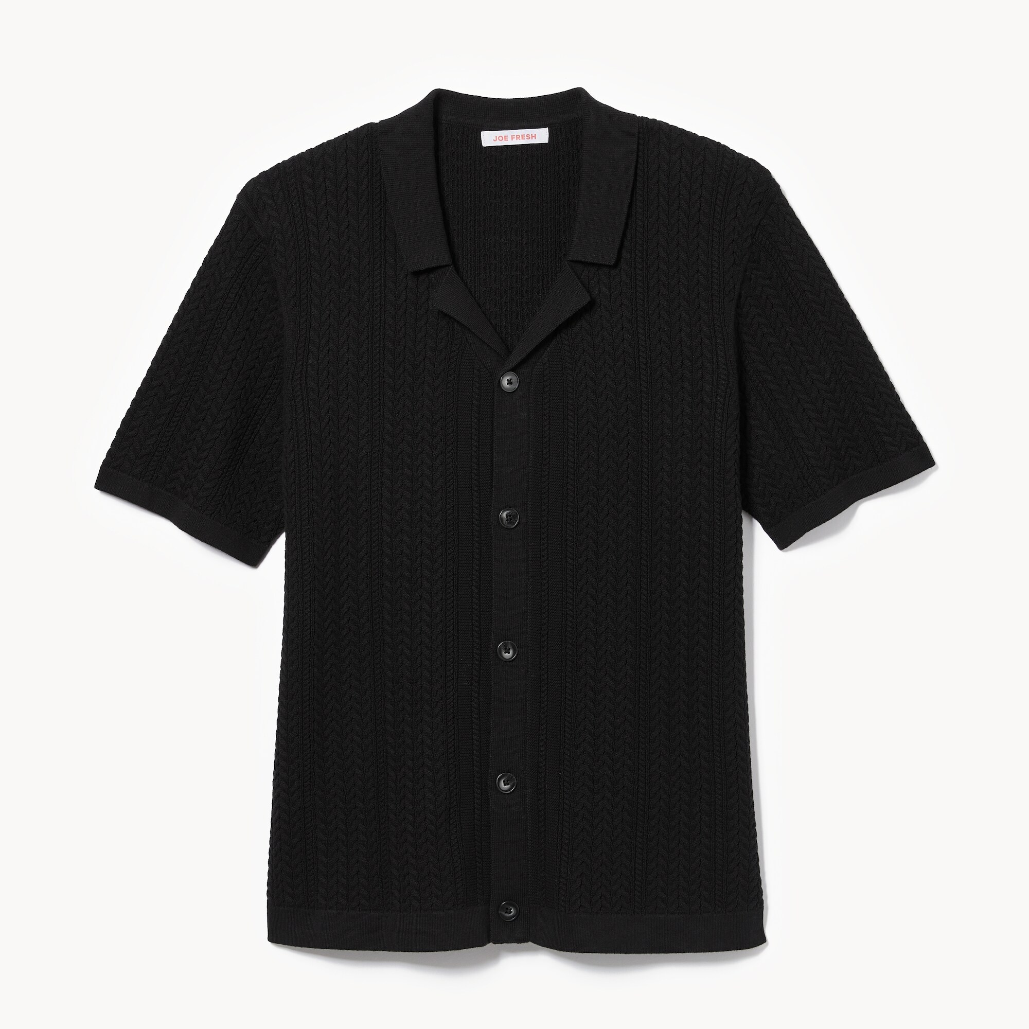 Men's Button-Up Sweater Polo in Black from Joe Fresh - Main Image