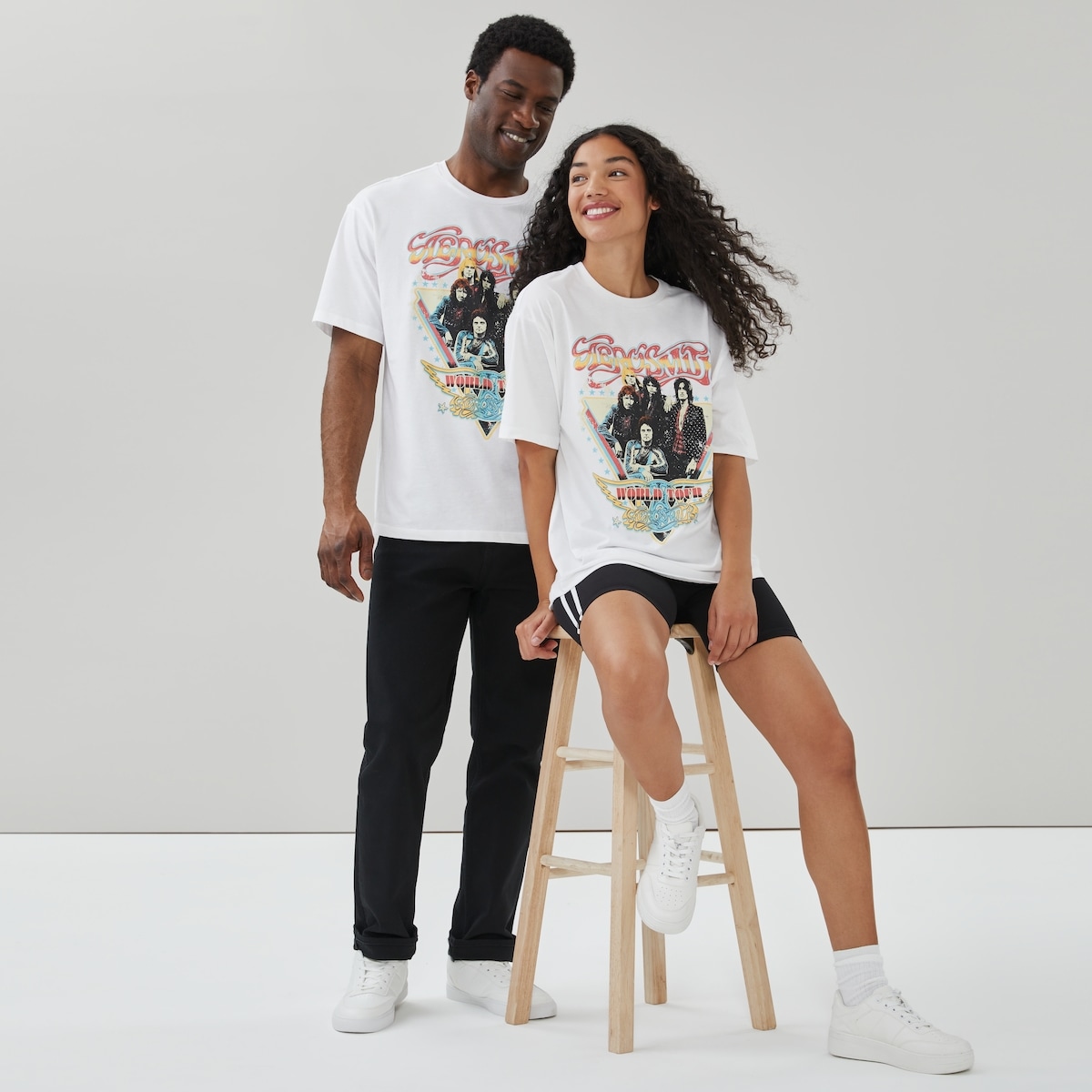 T-shirt imprim Aerosmith pour adultes - Blanc Pur