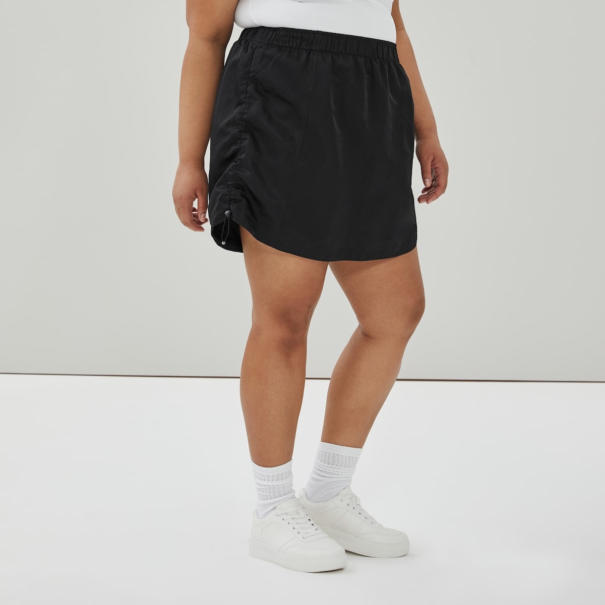Women+ Active Side Cinched Mini Skirt - Black