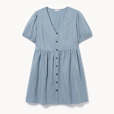 Robe midi boutonne rayures Femmes+