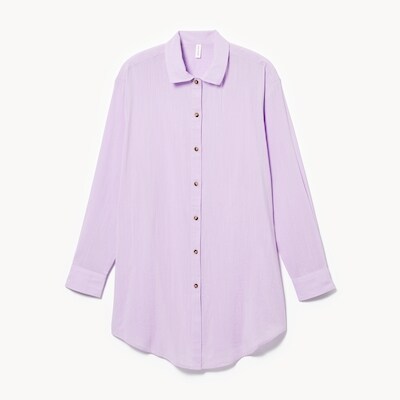 Button-Up Tunic Cover-Up - Light Lilac