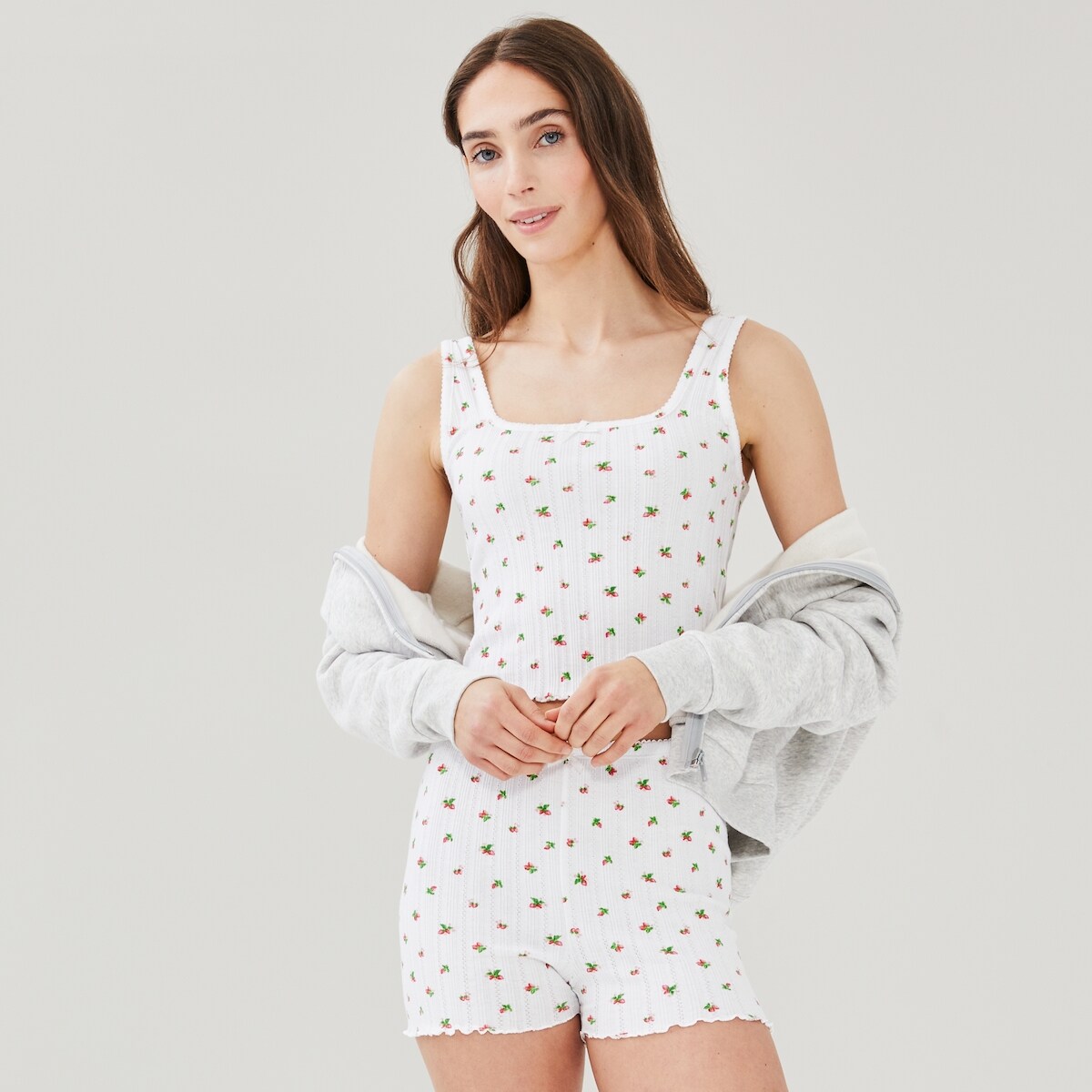 Cami de nuit en maille pointelle