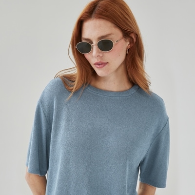 Textured T-Shirt - Dusty Blue