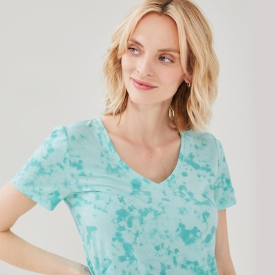 T-shirt sport à col en V - Aqua brillant