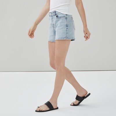 Short en denim dlav clair taille haute