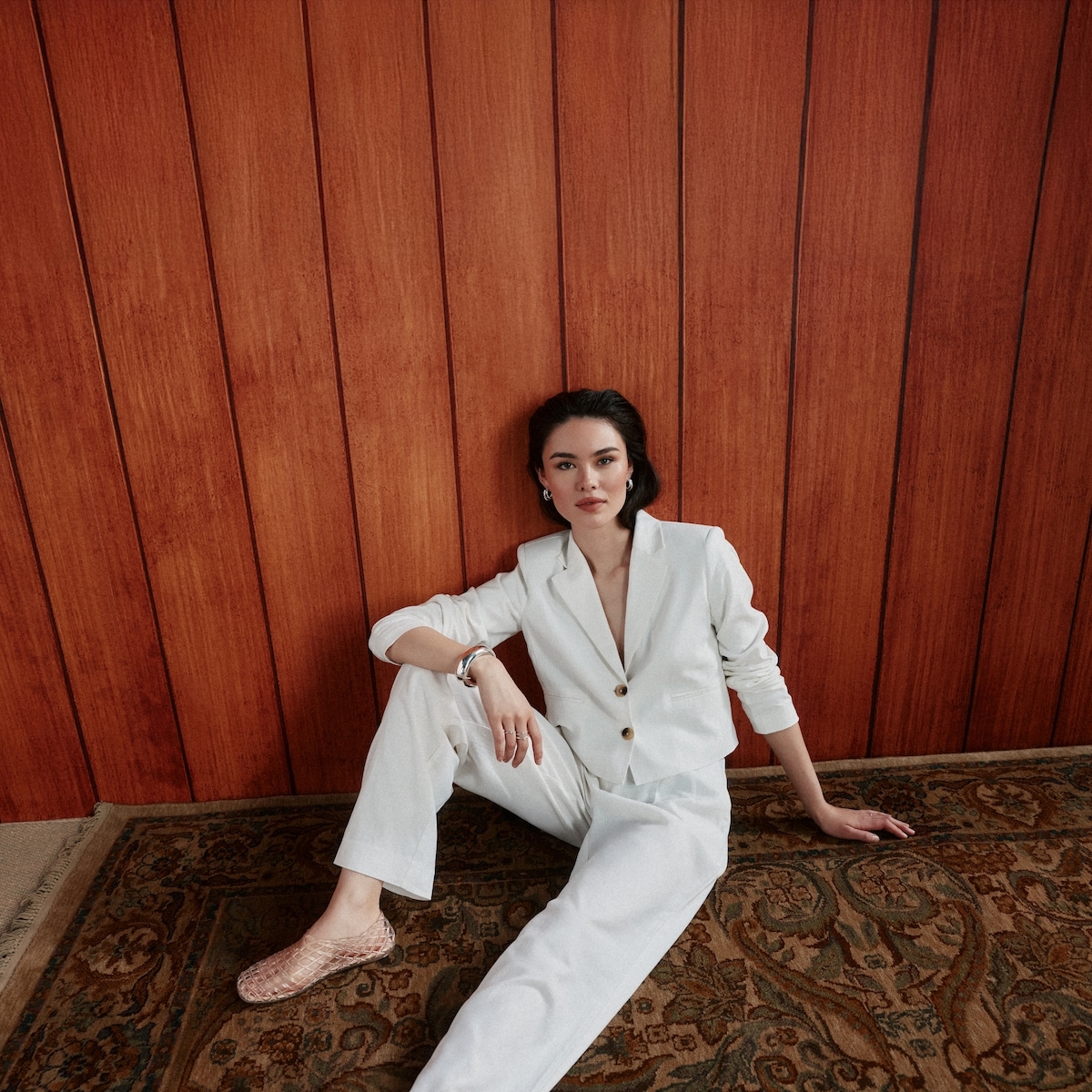 Blazer court en lin mlang - Blanc Pur