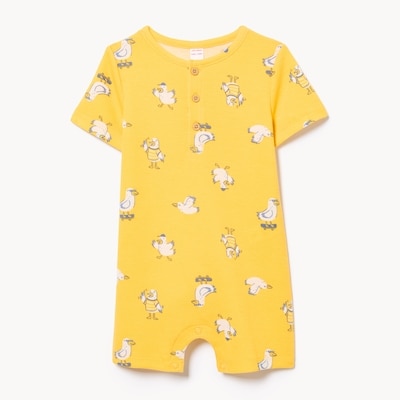 Baby Boys' Waffle Knit Printed Romper - Bright Yellow