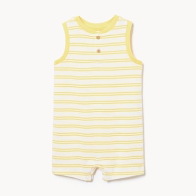 Baby Boys' Striped Sleeveless Romper - Bright Yellow