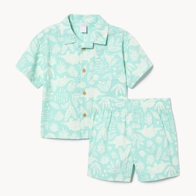 Baby Boys' Printed Shirt Set - Pastel Blue