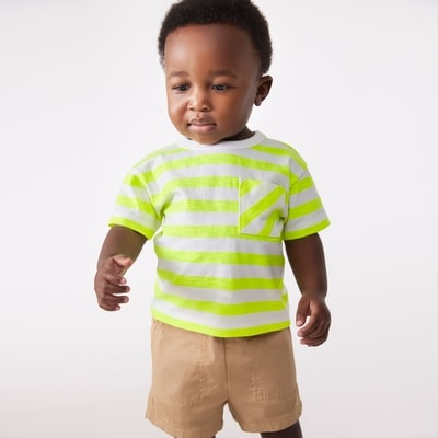 T-shirt rayé pour bébés garçons - Jaune néon