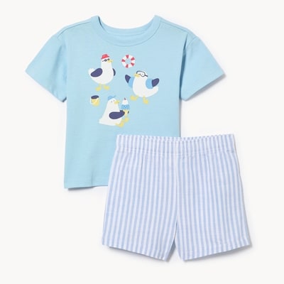 Ensemble avec t-shirt imprimé pour bébés garçons - Bleu