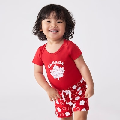 Cache-couche imprimé Canada pour bébés - Rouge
