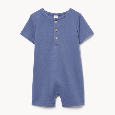 Baby Boys' Waffle Knit Henley Romper - Light Navy