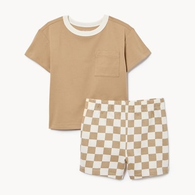 Baby Boys' Cotton T-Shirt Set - Dark Sand