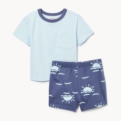 Baby Boys' Cotton T-Shirt Set - Light Navy