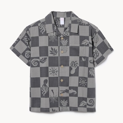 Kid Boys' Printed Button-Up Shirt - Grey
