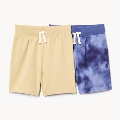 Ens. de 2 shorts en ratine bouclée pour garçons - Marine pâle