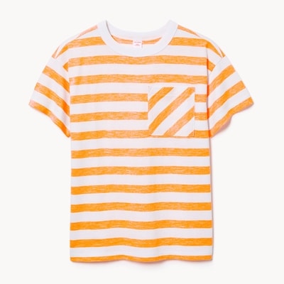Kid Boys' Striped Pocket T-Shirt - Neon Orange