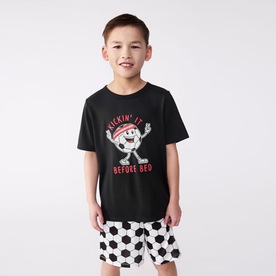 Ensemble pyjama imprimé de 2 pièces pour garçons - Noir JF