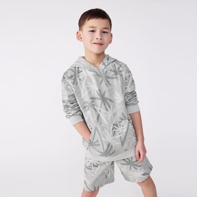 Tween Boys' Printed Hoodie - Light Grey