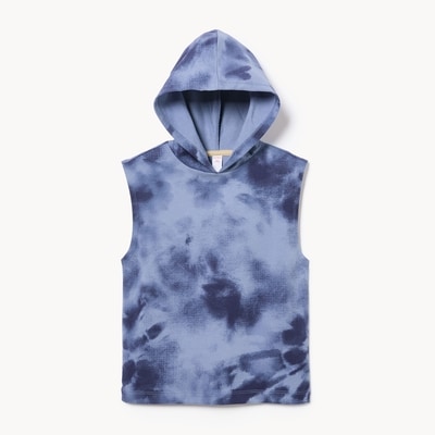 Kid Boys' Printed Sleeveless Hoodie - Light Navy