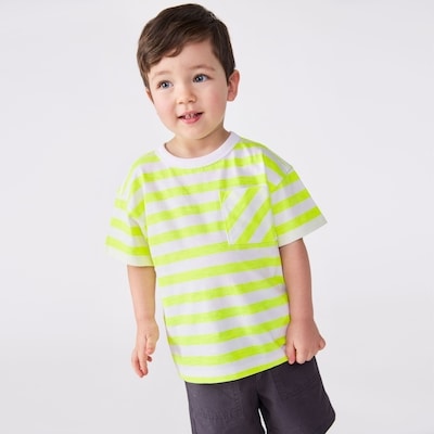 Toddler Boys' Striped Pocket T-Shirt - Neon Yellow