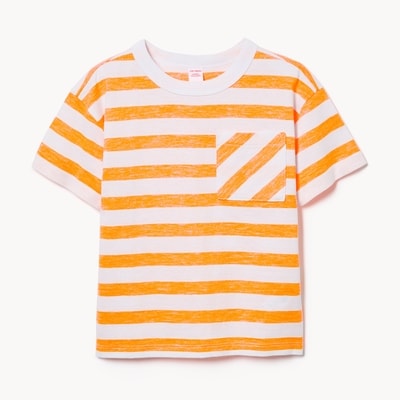 Toddler Boys' Striped Pocket T-Shirt - Neon Orange