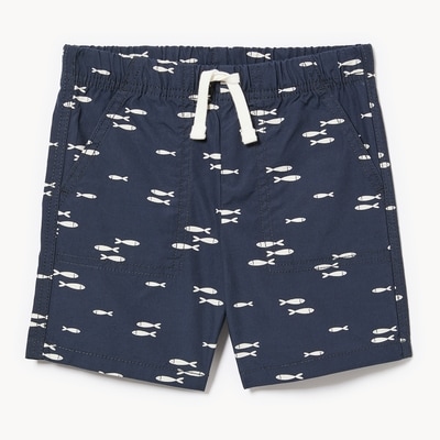 Toddler Boys' Canvas Printed Short - Dark Navy