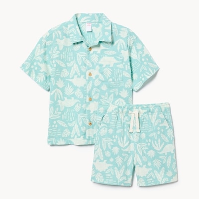 Toddler Boys' Printed Shirt Set - Pastel Blue