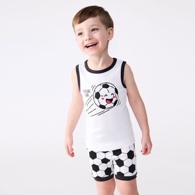 Toddler Boys' Printed Sleep Set - White
