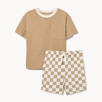 Toddler Boys' Cotton Short Set - Dark Sand