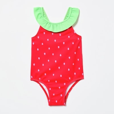 Baby Girls' Strawberry Printed Swimsuit - Red