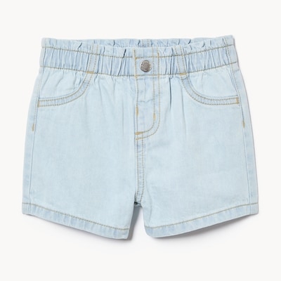 Short à taille froncée en denim pour bébés filles - POUDRE BLEU