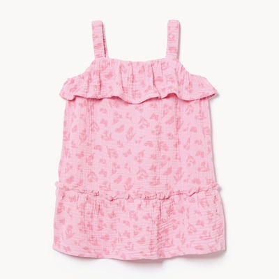 Baby Girls' Gauze Printed Dress - Light Pink