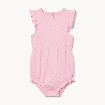 Baby Girls' Printed Romper - Light Pink