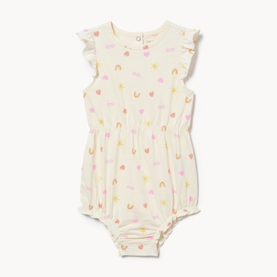 Baby Girls' Printed Romper - Off White