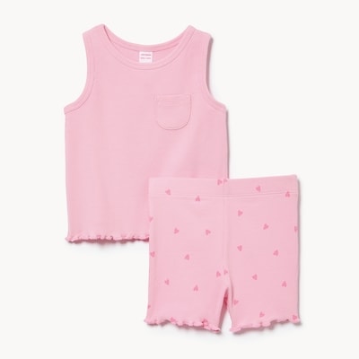 Baby Girls' Ribbed 2-Piece Set - Light Pink