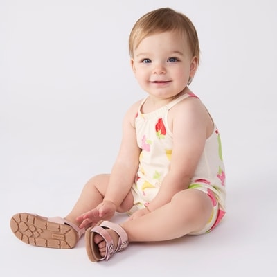 Barboteuse imprimée pour bébés filles - Blanc Cassé