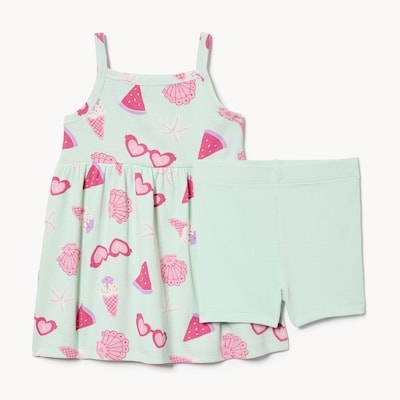Baby Girls' Printed Cami Dress Set - Pale Aqua