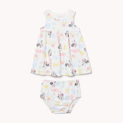Baby Girls' Disney Minnie Mouse Dress Set - Bright White