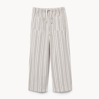 Pantalon rayé en tissu gaufré pour préadolescentes - Gris