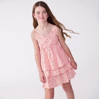 Kid Girls' Printed Baby Doll Tank - Light Fuchsia