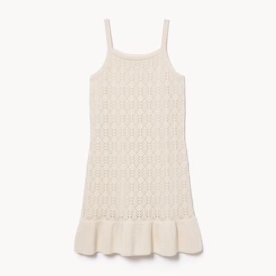 Robe-chandail en mailles pointelle préadolescentes - Blanc Cassé