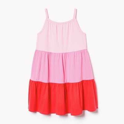 Kid Girls' Colourblocked Tiered Dress - Pink