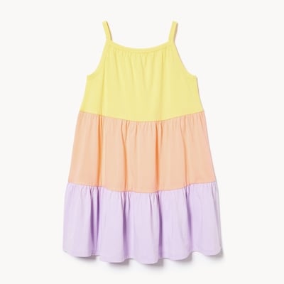 Kid Girls' Colourblocked Tiered Dress - Yellow