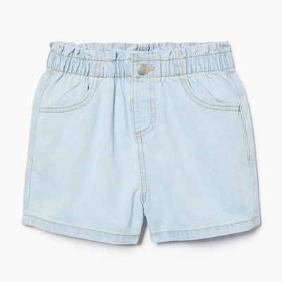 Short à taille froncée en denim pour filles - POUDRE BLEU