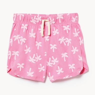 Short imprimé à ourlet arrondi fendu pour filles - Rose