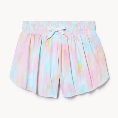 Short de sport imprimé pétales pour filles - Bleu-Vert