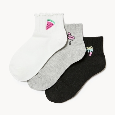 Kid Girls' 3-Pack Ankle Socks - White