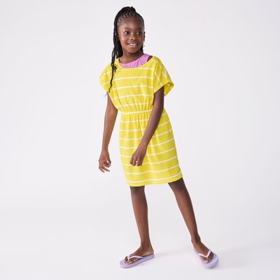 Robe de plage rayée pour filles - Jaune Vif